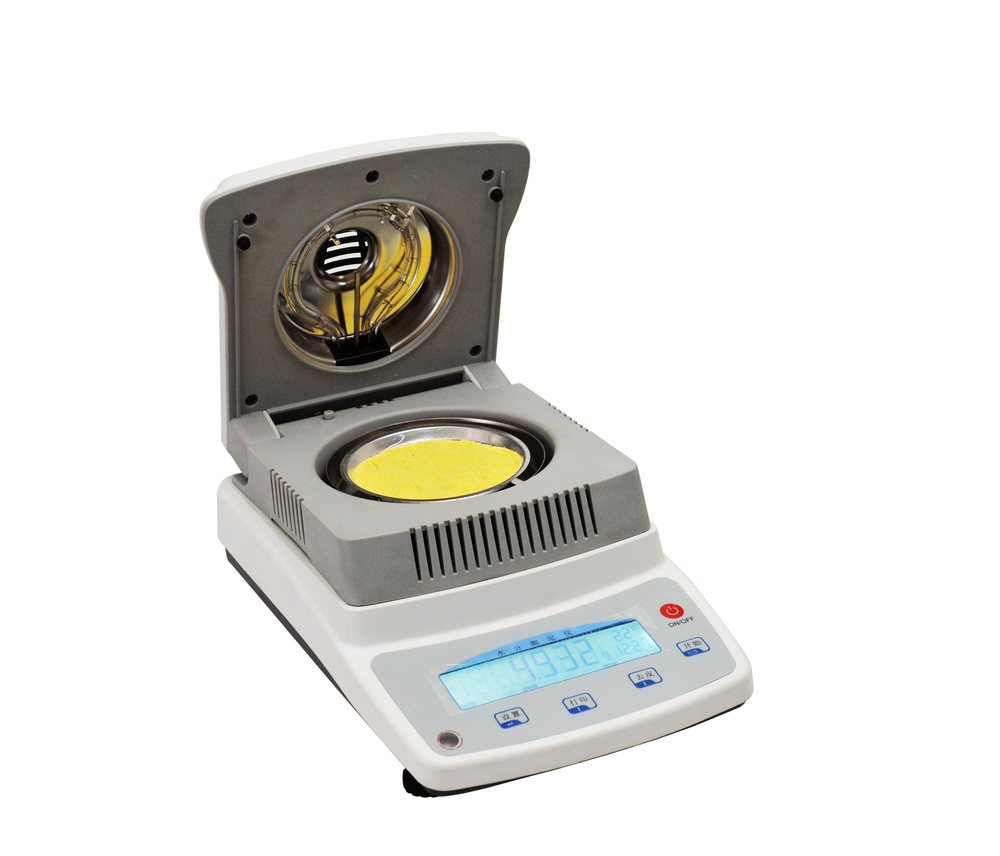 MA MA Halogen Moisture Analyzer — Heating unit open with halogen lamp